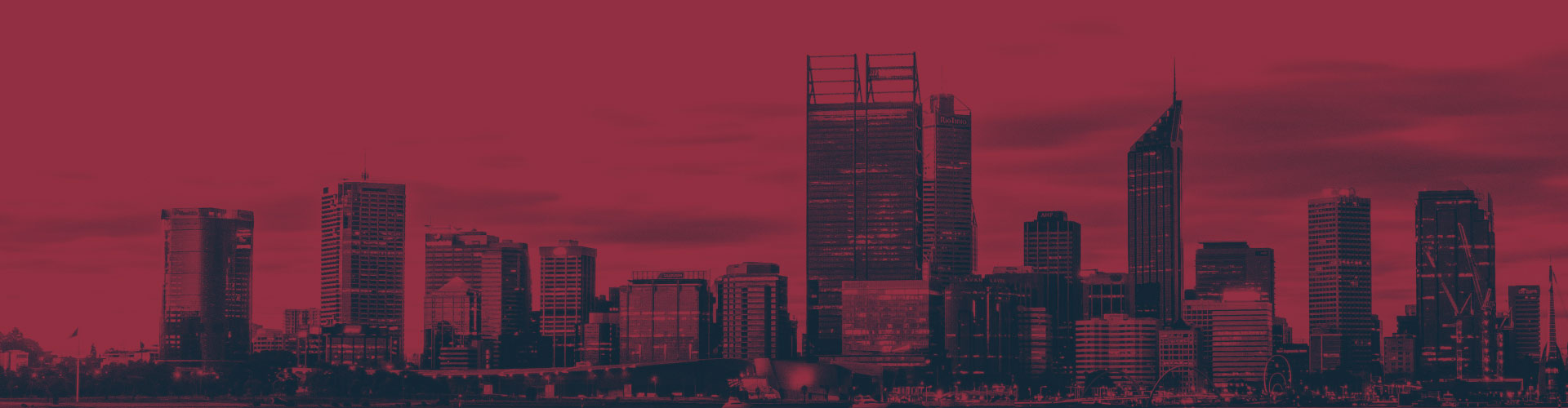 Perth Skyline stylised in red